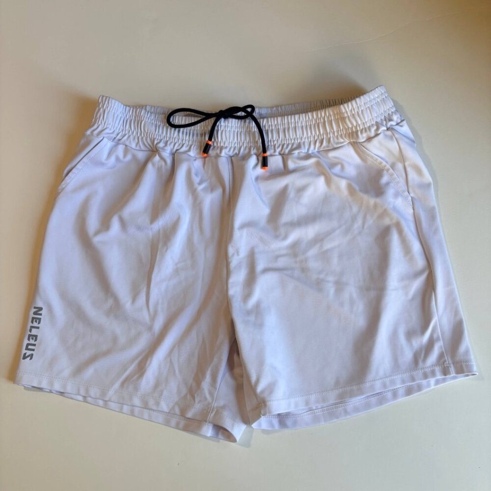 Men's White Athletic Shorts with Elastic Waist